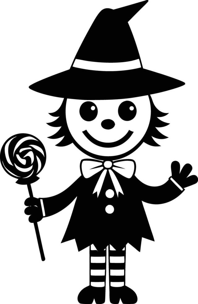 Cute hallowen charecter with candy illustration vector