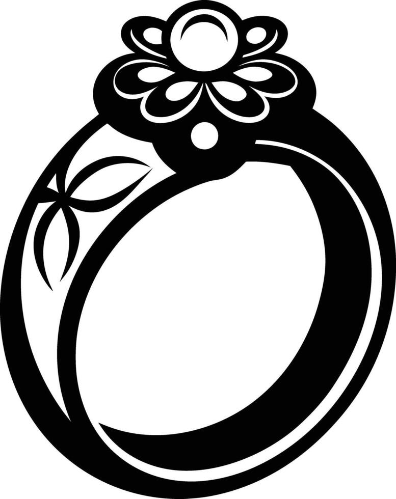 Women Decorative finger ring illustration black and white vector