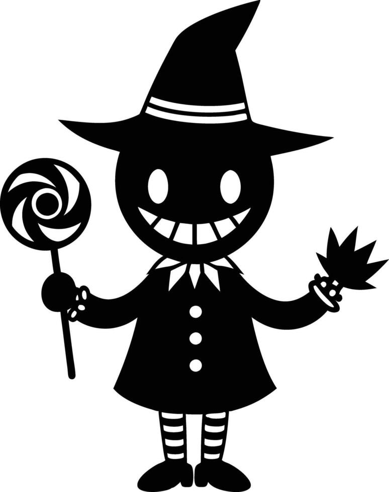 Cute hallowen charecter with candy illustration vector
