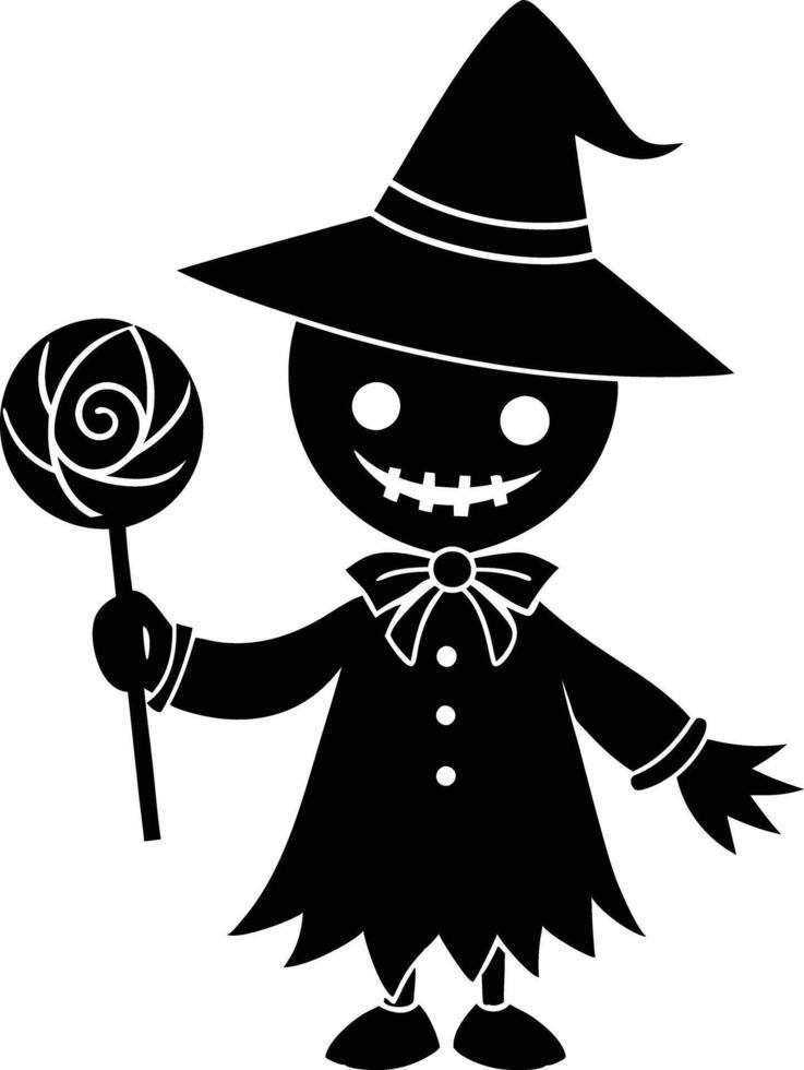 Cute hallowen charecter with candy illustration vector