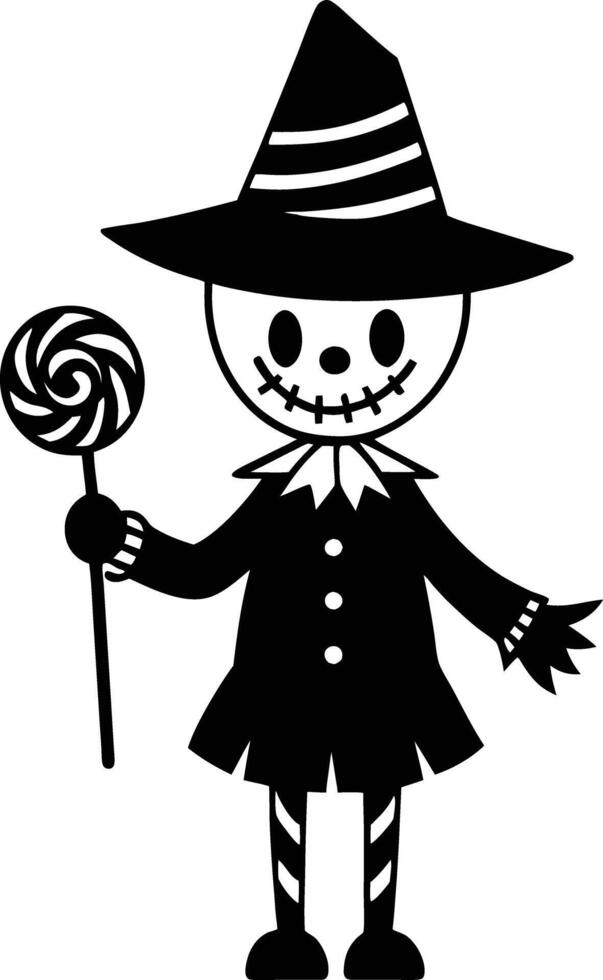 Cute hallowen charecter with candy illustration vector