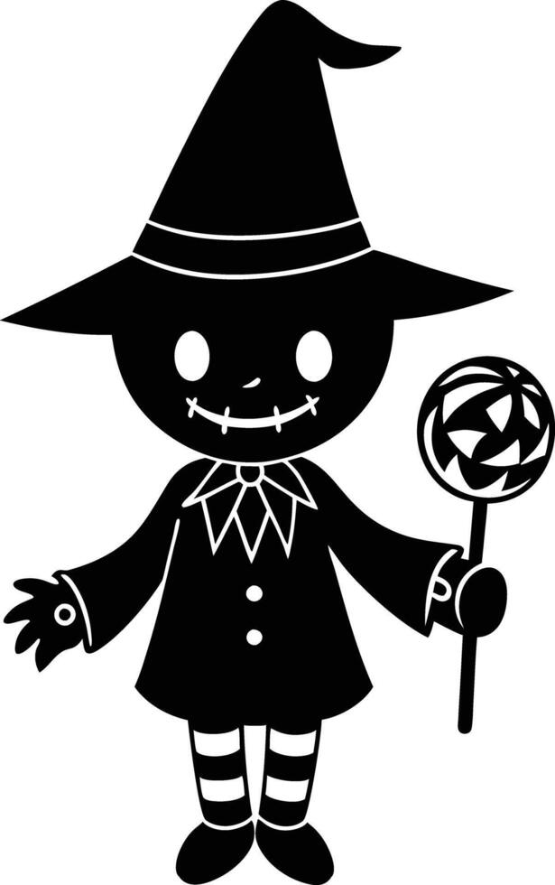 Cute hallowen charecter with candy illustration vector