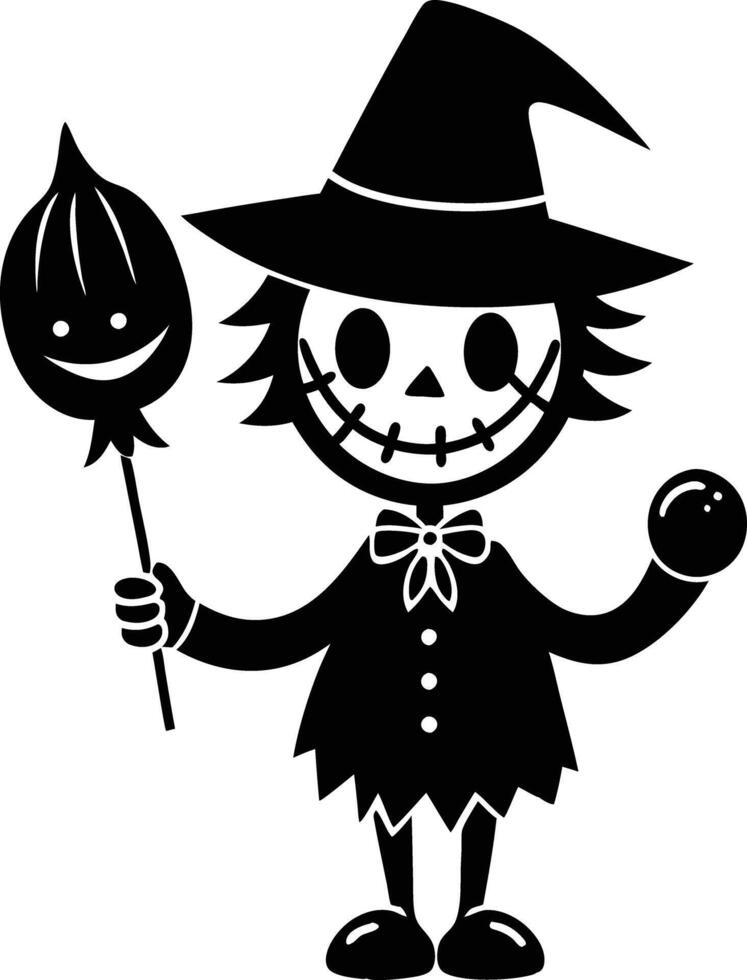Cute hallowen charecter with candy illustration vector
