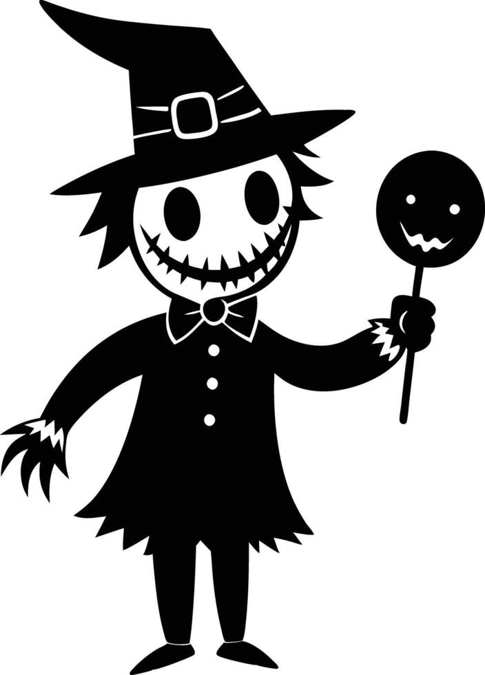 Cute hallowen charecter with candy illustration vector
