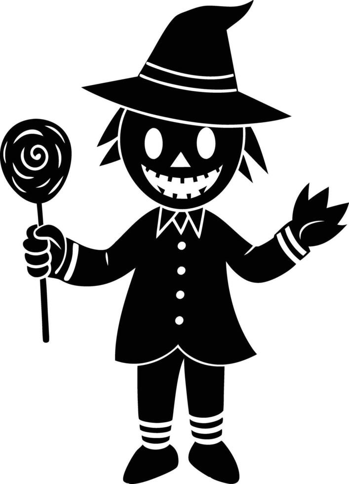 Cute hallowen charecter with candy illustration vector