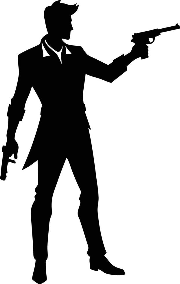 A Man with gun in hand silhouette illustration vector