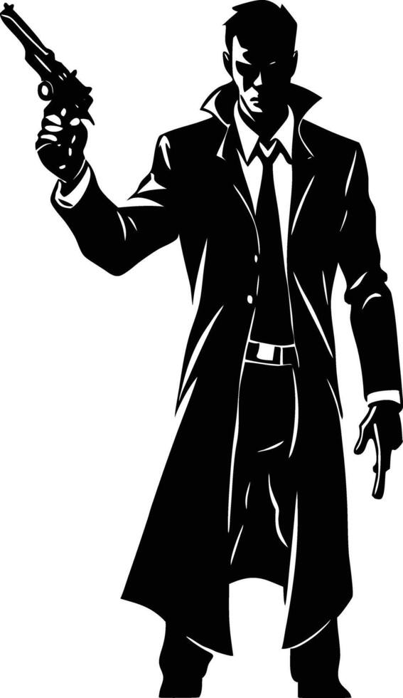 A Man with gun in hand silhouette illustration vector