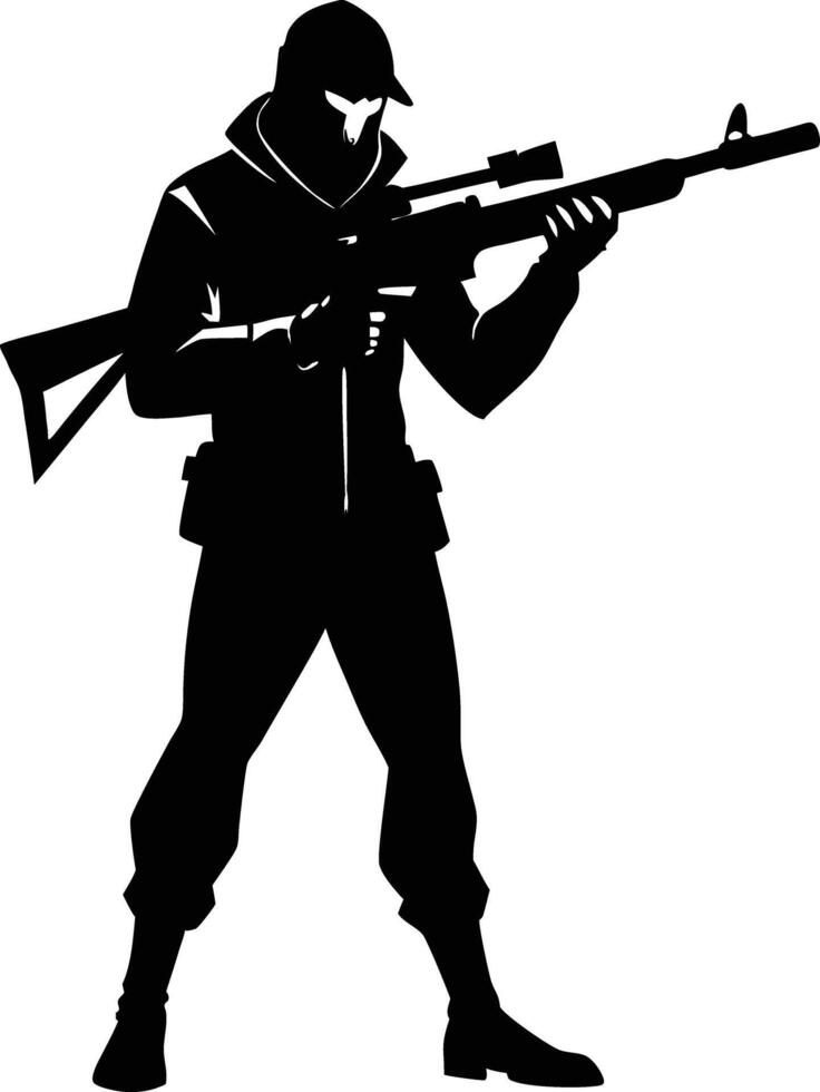 A Man with gun in hand silhouette illustration vector