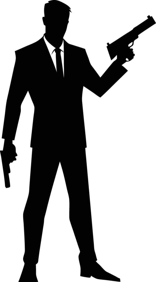 A Man with gun in hand silhouette illustration vector
