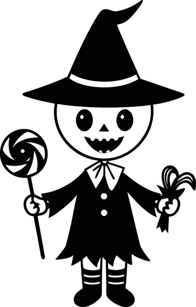 Cute hallowen charecter with candy illustration vector