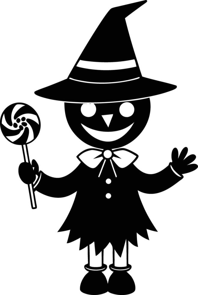 Cute hallowen charecter with candy illustration vector