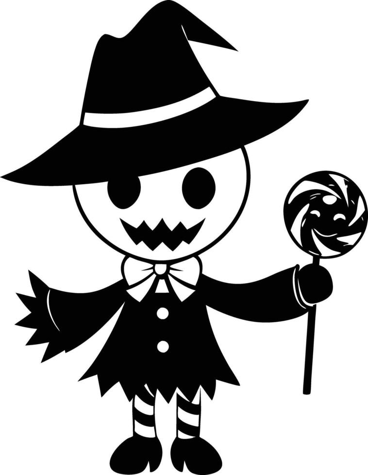 Cute hallowen charecter with candy illustration vector