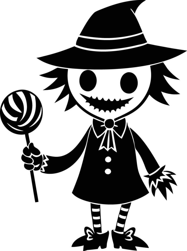 Cute hallowen charecter with candy illustration vector