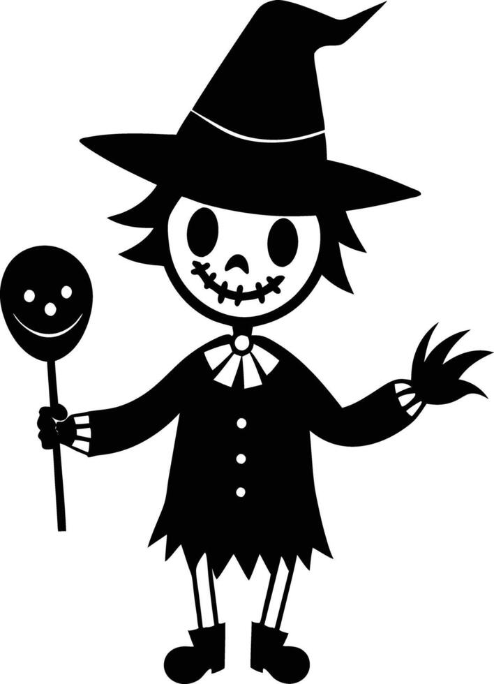 Cute hallowen charecter with candy illustration vector