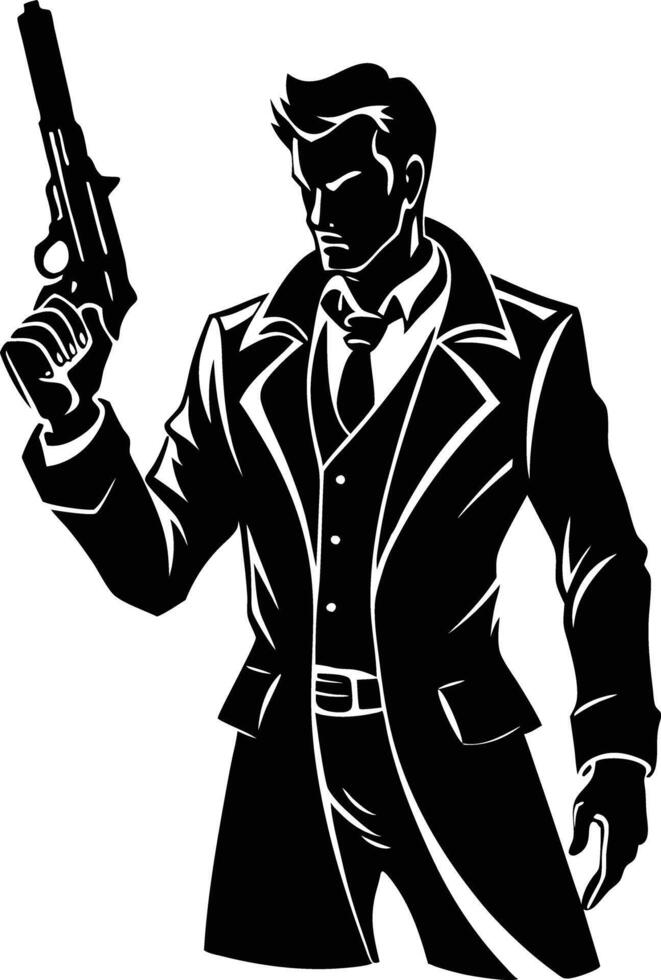 A Man with gun in hand silhouette illustration vector