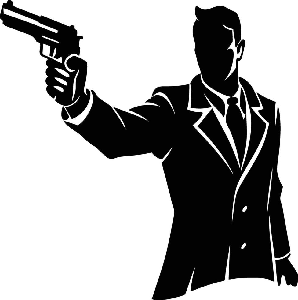A Man with gun in hand silhouette illustration vector