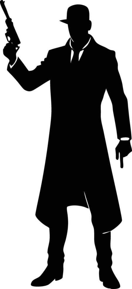 A Man with gun in hand silhouette illustration vector