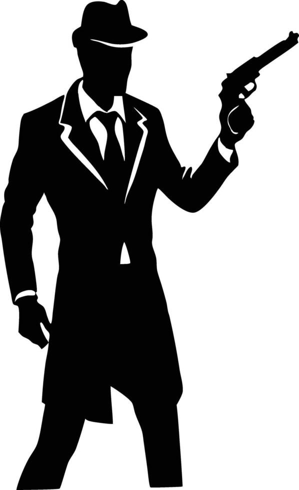 A Man with gun in hand silhouette illustration vector