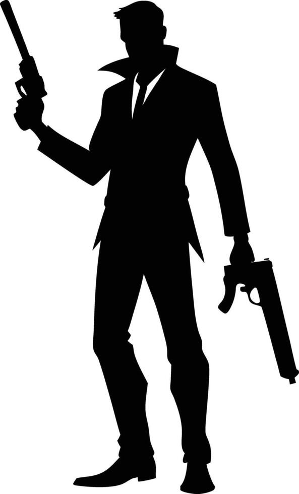A Man with gun in hand silhouette illustration vector