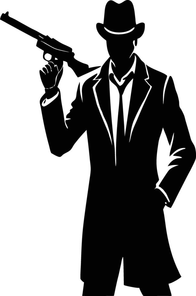 A Man with gun in hand silhouette illustration vector