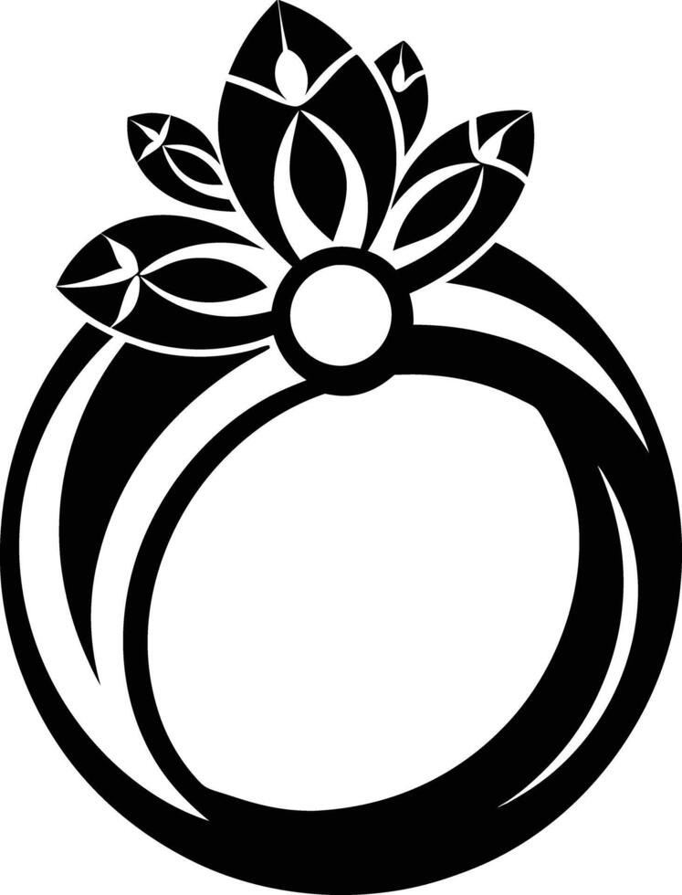 Women Decorative finger ring illustration black and white vector