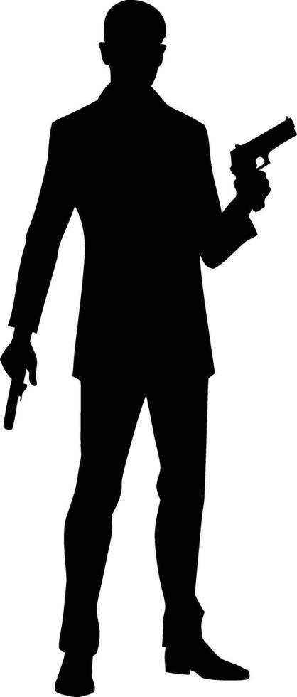 A Man with gun in hand silhouette illustration vector