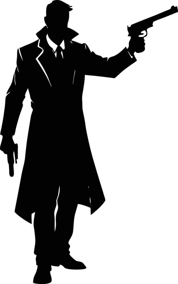 A Man with gun in hand silhouette illustration vector