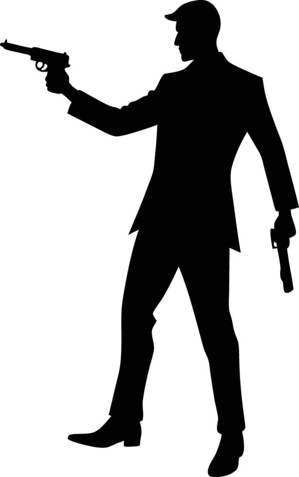 A Man with gun in hand silhouette illustration vector