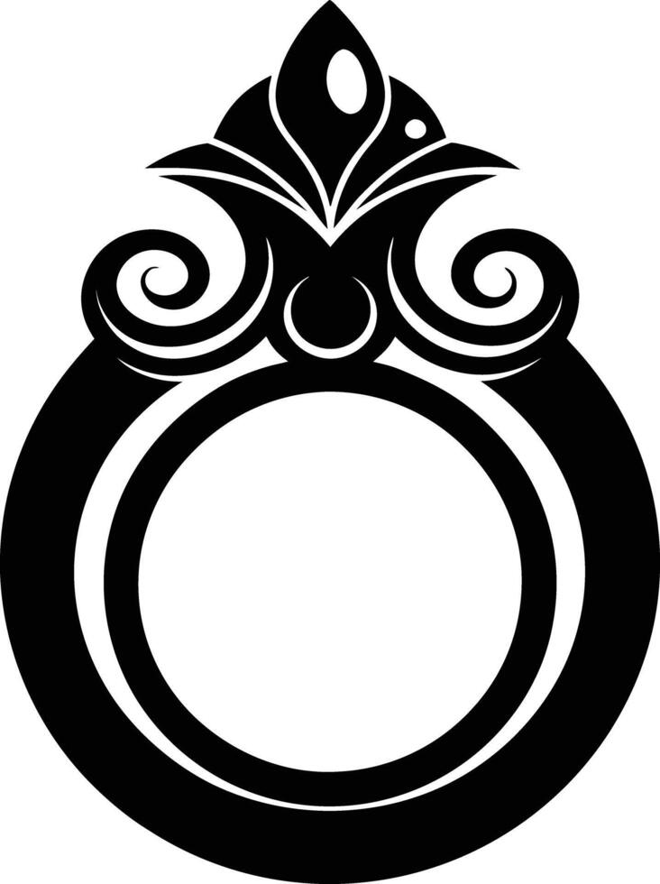 Women Decorative finger ring illustration black and white vector