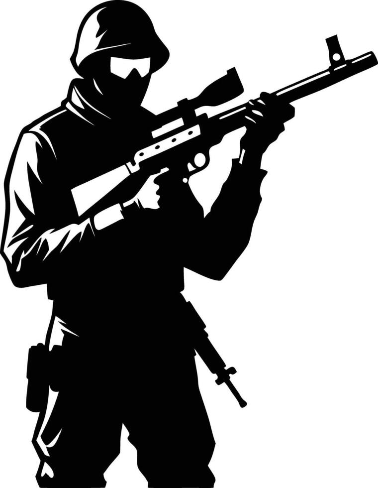 A Man with gun in hand silhouette illustration vector