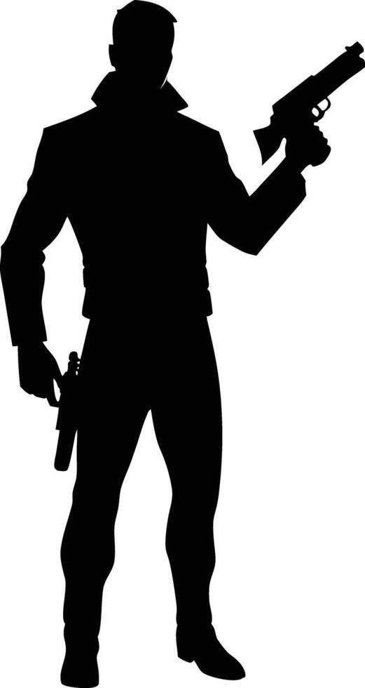 A Man with gun in hand silhouette illustration vector