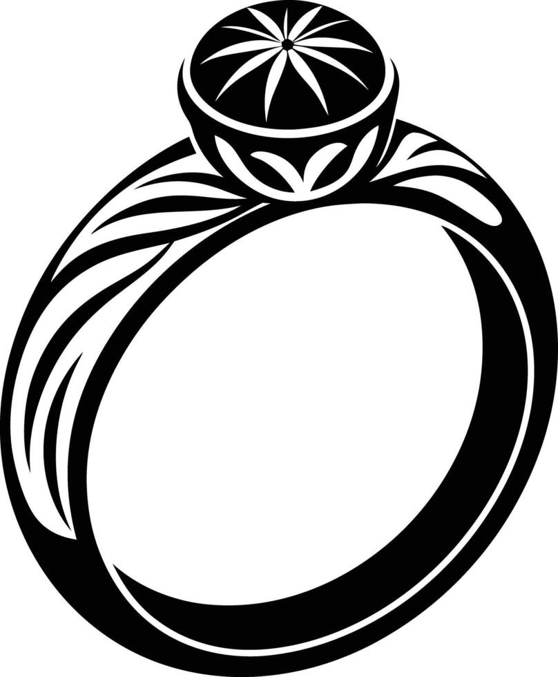 Women Decorative finger ring illustration black and white vector