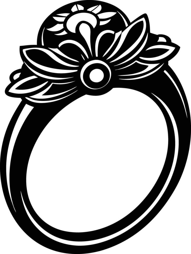 Women Decorative finger ring illustration black and white vector
