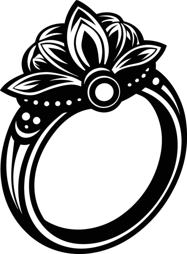 Women Decorative finger ring illustration black and white vector