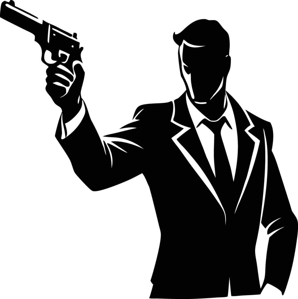 A Man with gun in hand silhouette illustration vector