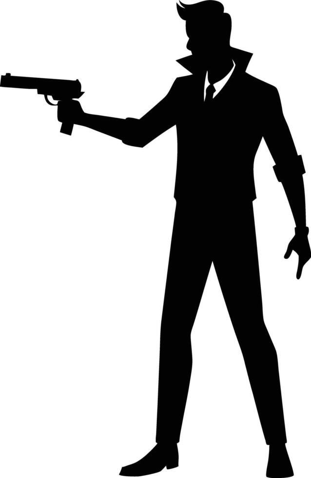 A Man with gun in hand silhouette illustration vector