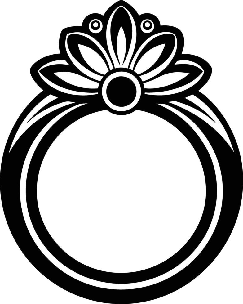 Women Decorative finger ring illustration black and white vector