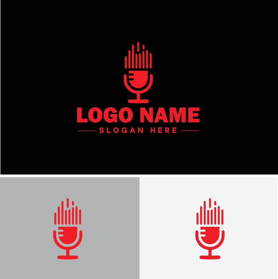 microphone Podcast record concept music sound logo icon for business brand app icon microphone logo template vector