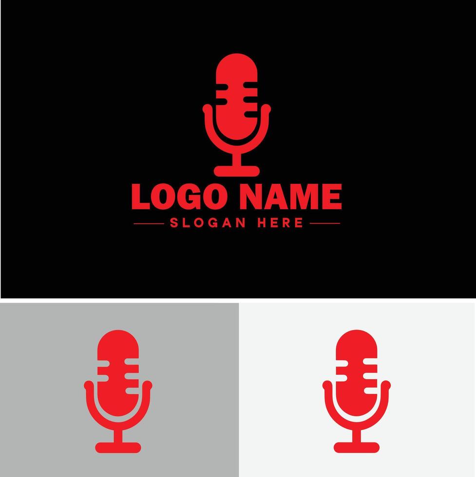 microphone Podcast record concept music sound logo icon for business brand app icon microphone logo template vector