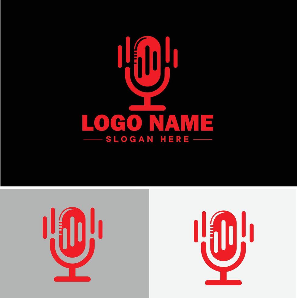 microphone Podcast record concept music sound logo icon for business brand app icon microphone logo template vector