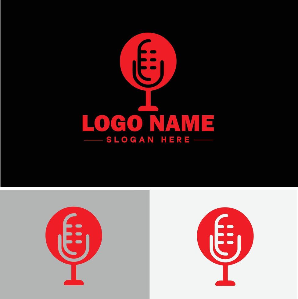 microphone Podcast record concept music sound logo icon for business brand app icon microphone logo template vector