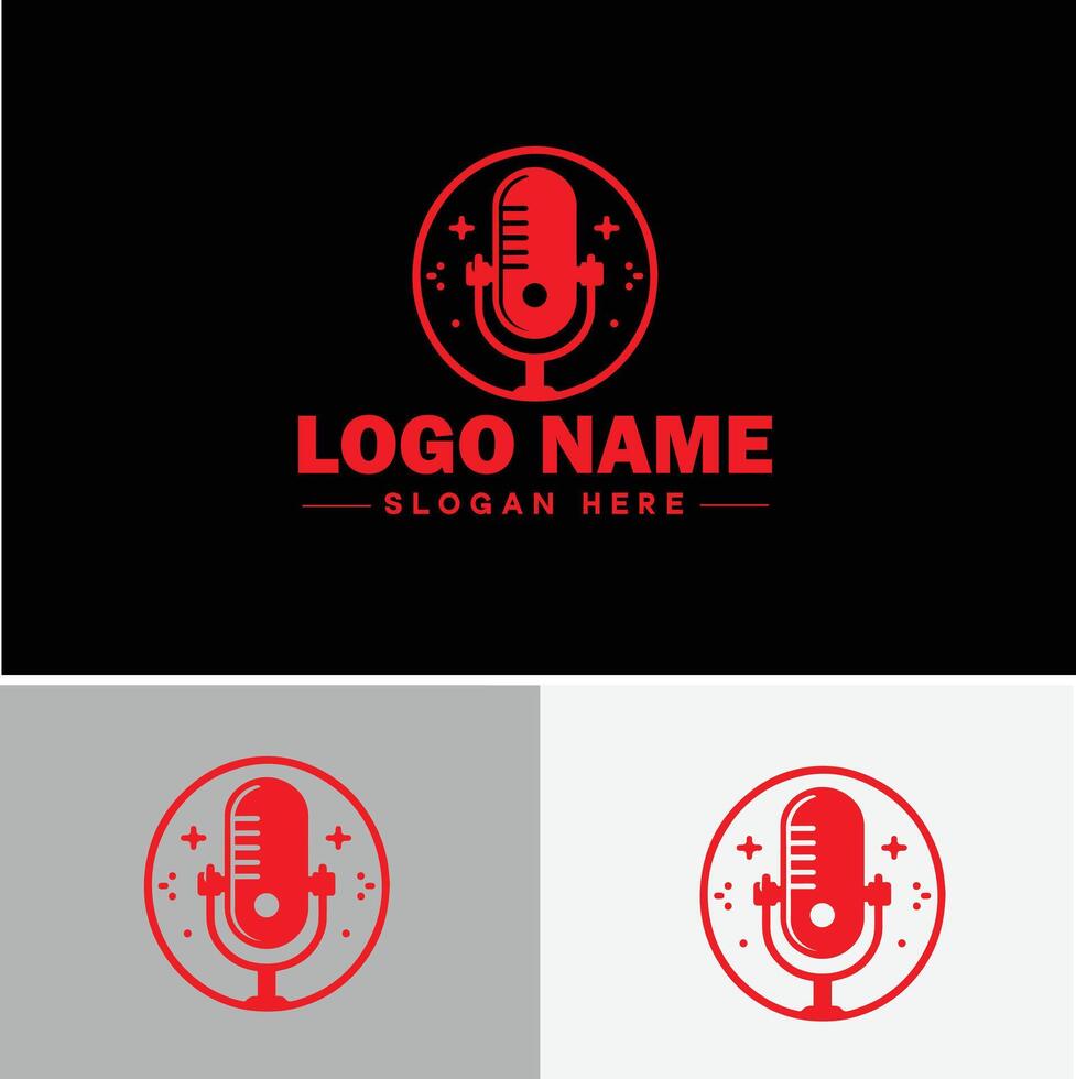 microphone Podcast record concept music sound logo icon for business brand app icon microphone logo template vector