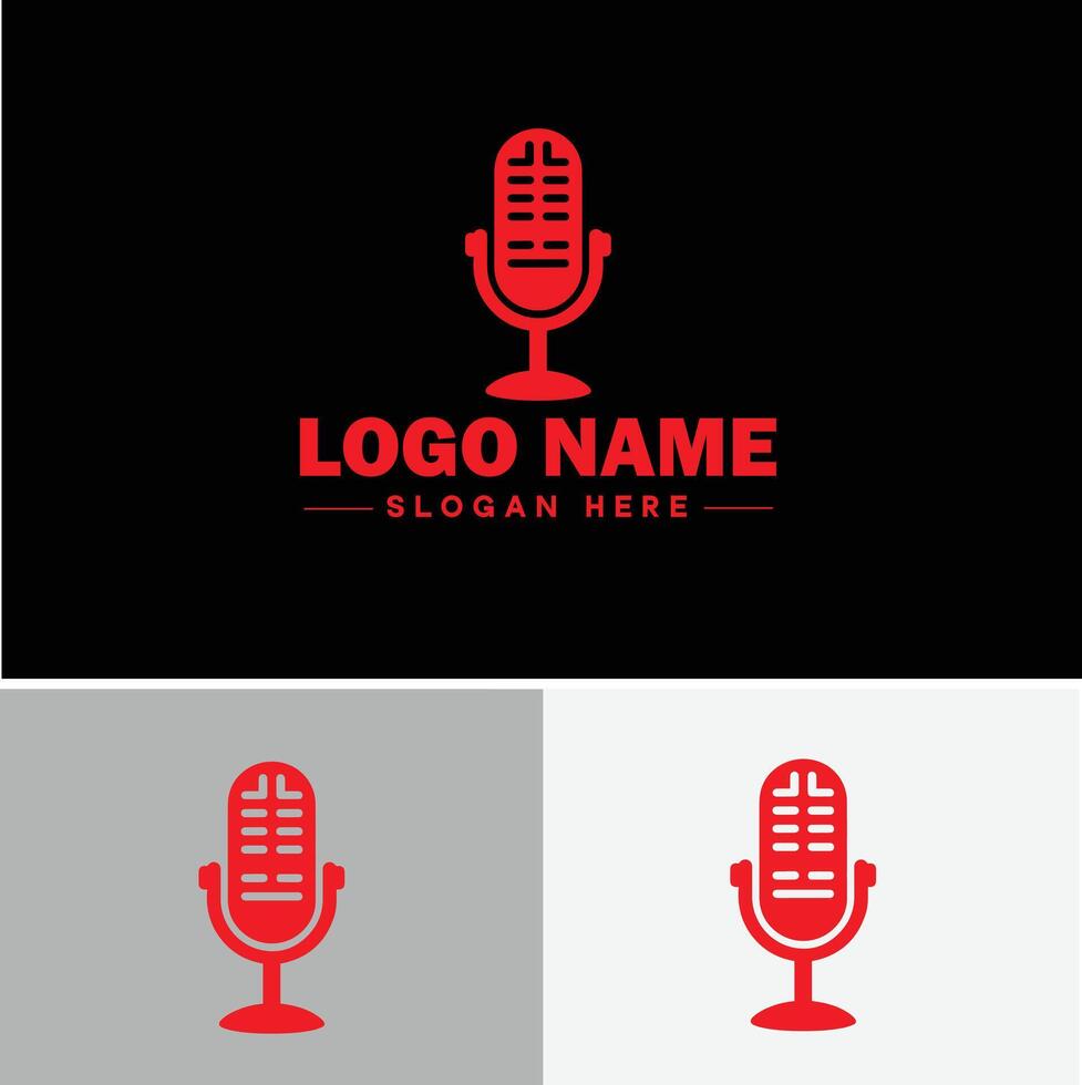 microphone Podcast record concept music sound logo icon for business brand app icon microphone logo template vector