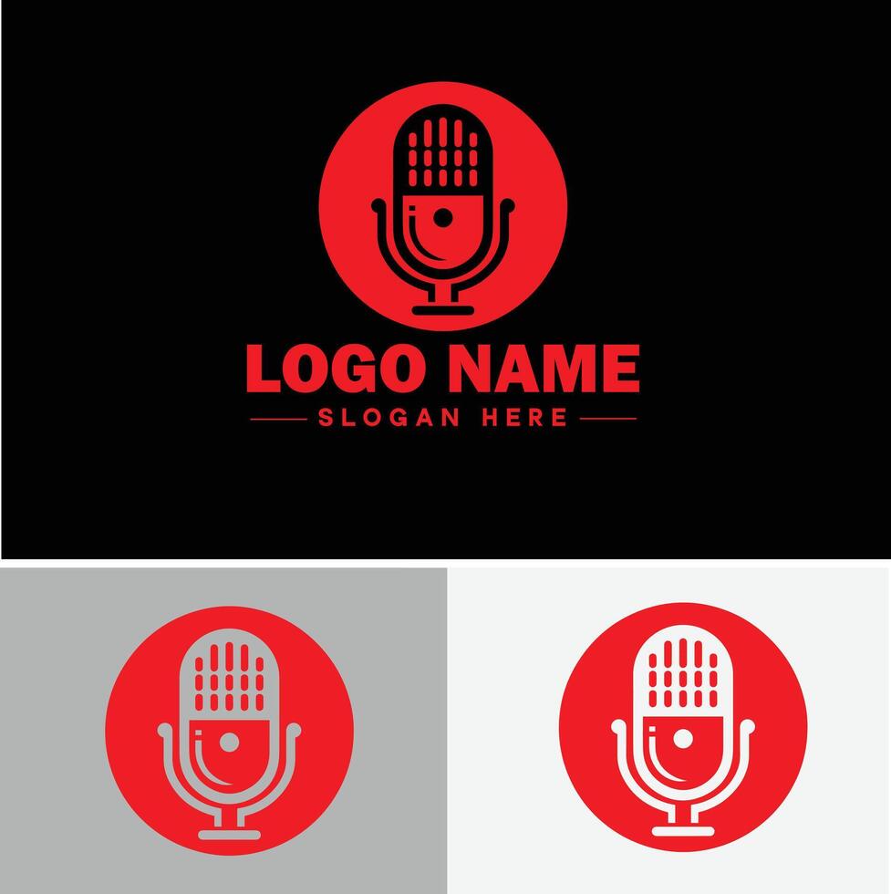 microphone Podcast record concept music sound logo icon for business brand app icon microphone logo template vector