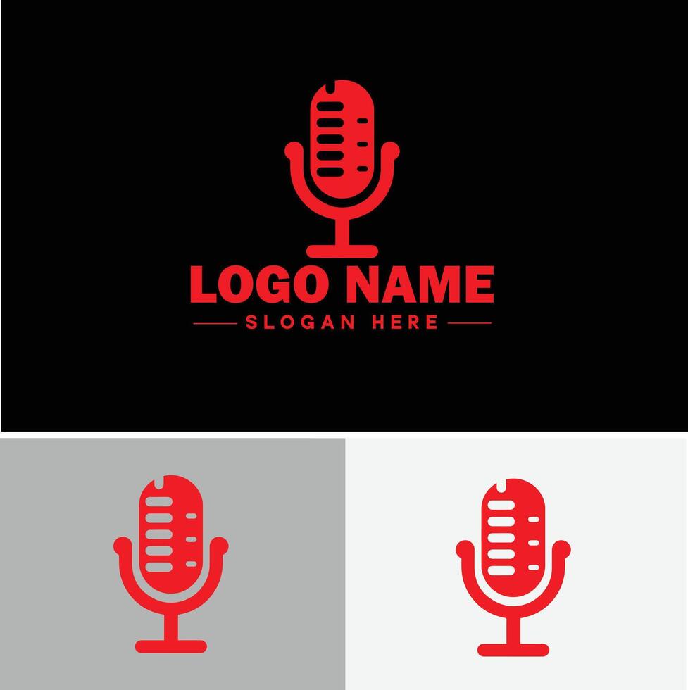 microphone Podcast record concept music sound logo icon for business brand app icon microphone logo template vector