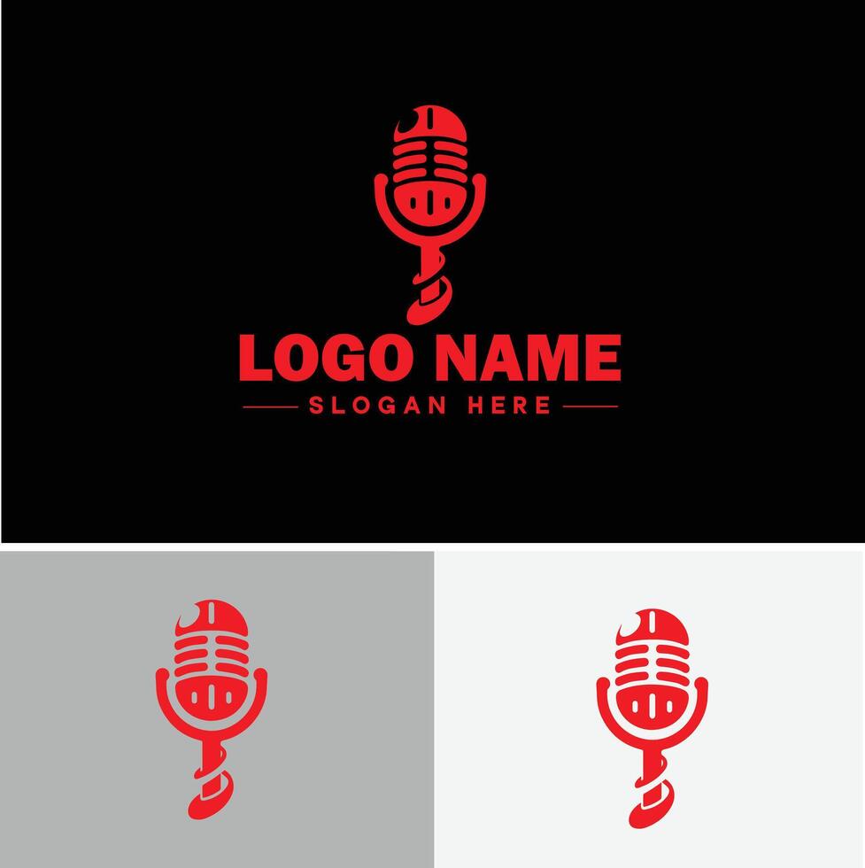 microphone Podcast record concept music sound logo icon for business brand app icon microphone logo template vector