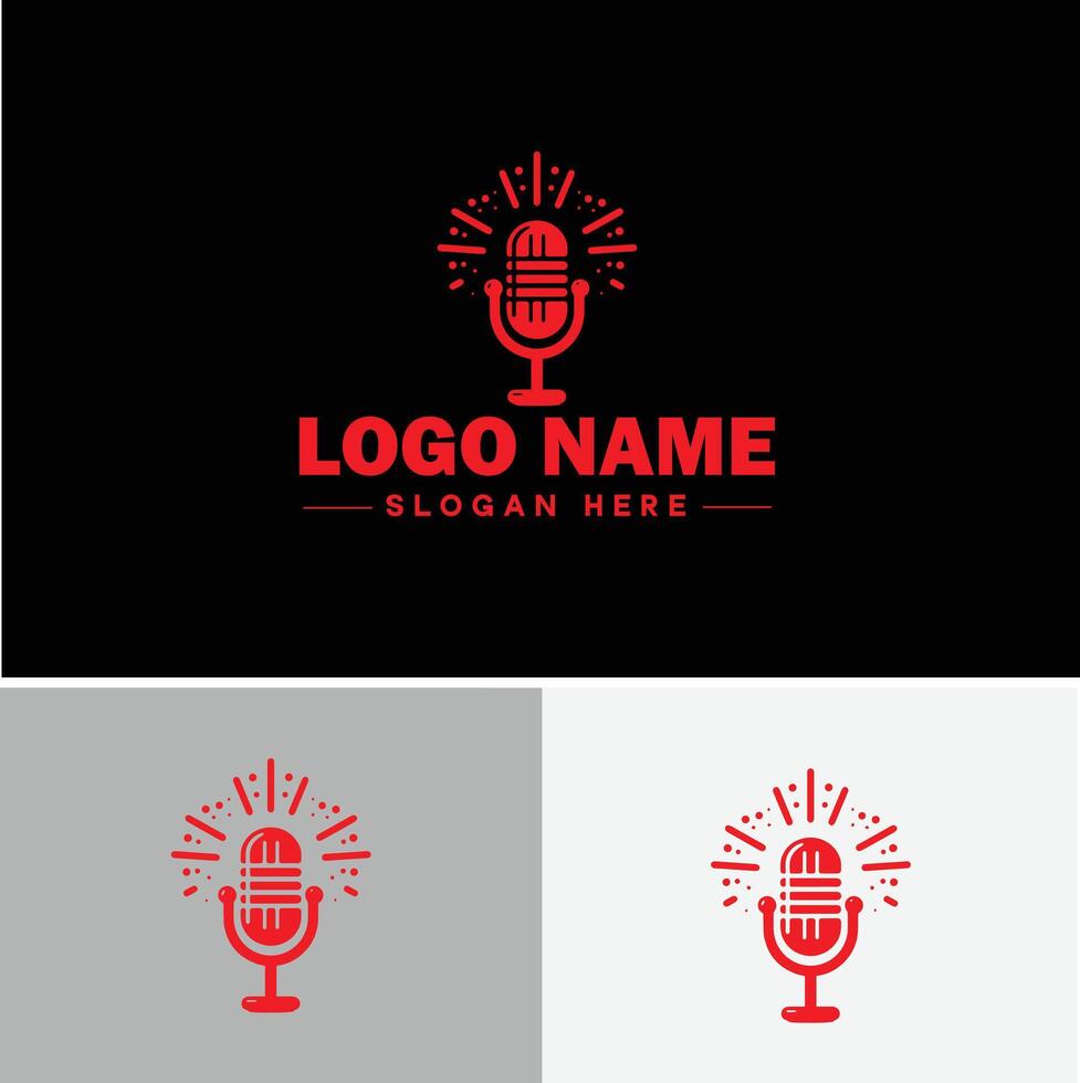 microphone Podcast record concept music sound logo icon for business brand app icon microphone logo template vector