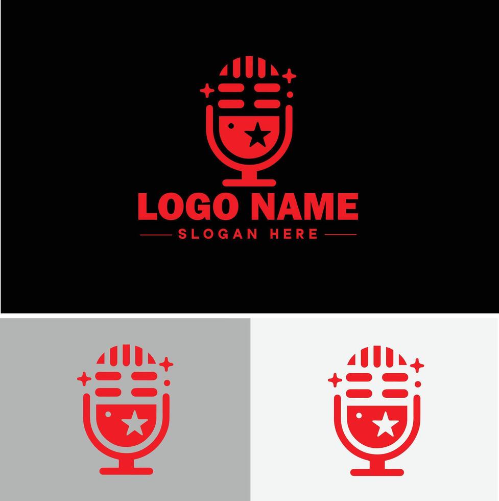 microphone Podcast record concept music sound logo icon for business brand app icon microphone logo template vector