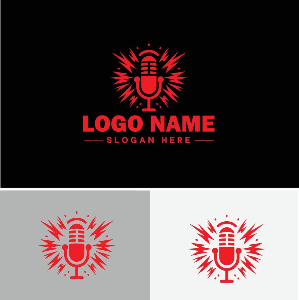 microphone Podcast record concept music sound logo icon for business brand app icon microphone logo template vector