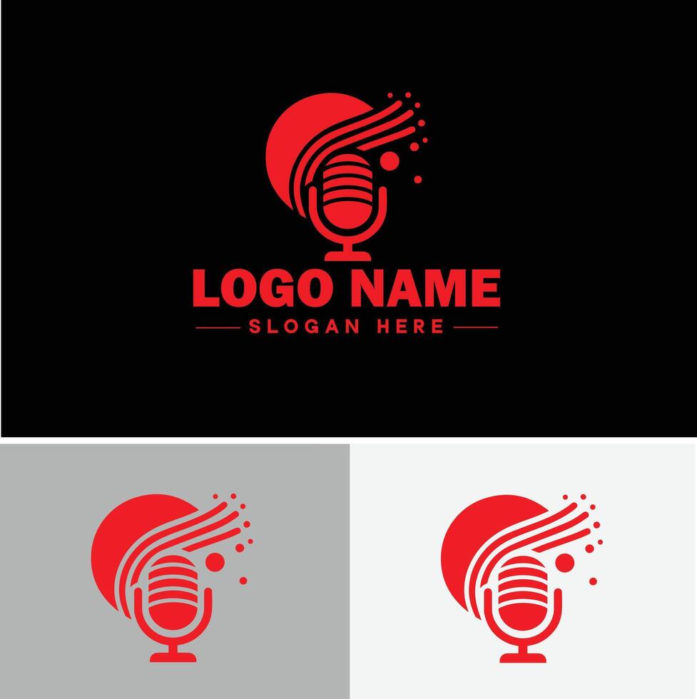 microphone Podcast record concept music sound logo icon for business brand app icon microphone logo template vector